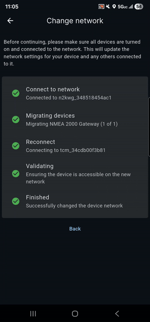 Change network finished